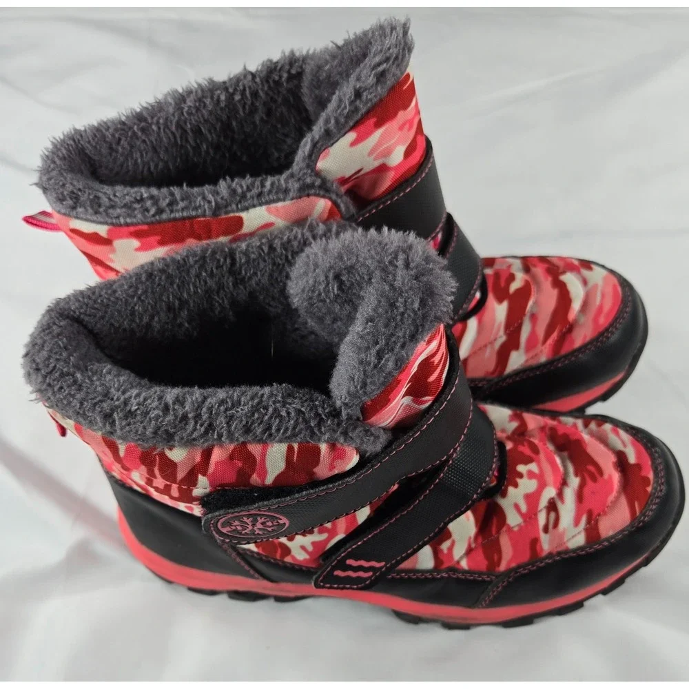 Ubfen Girls 36 Pink Camouflage Snow Boot Fleece Lined 5.5 6 Womens